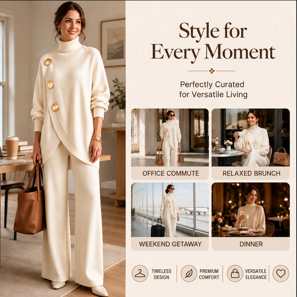 Turtleneck & Wide-Leg Trouser Set