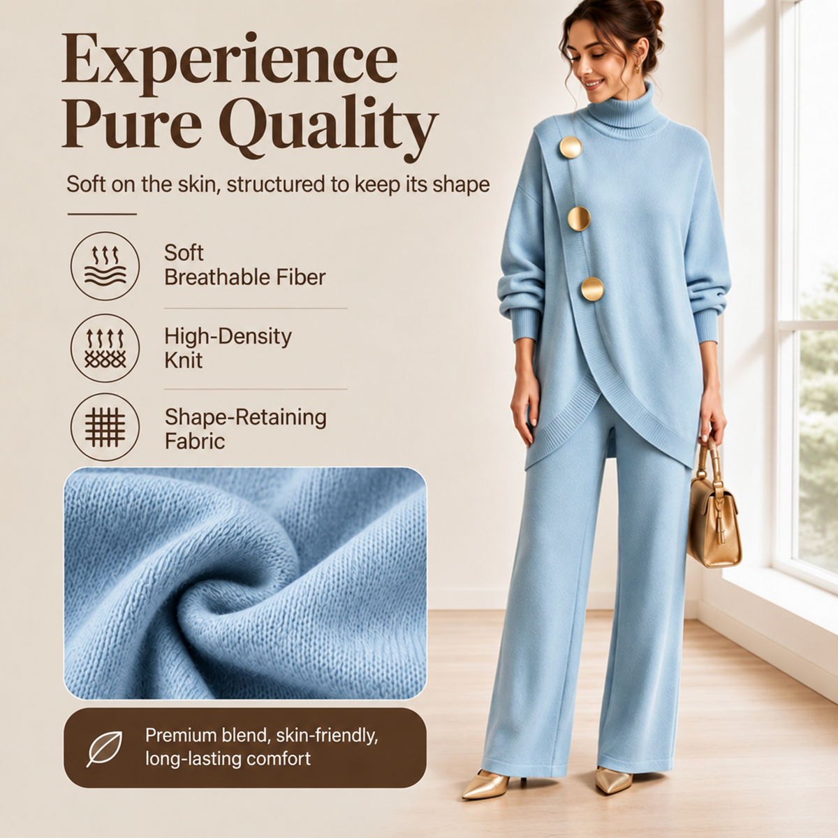 Turtleneck & Wide-Leg Trouser Set