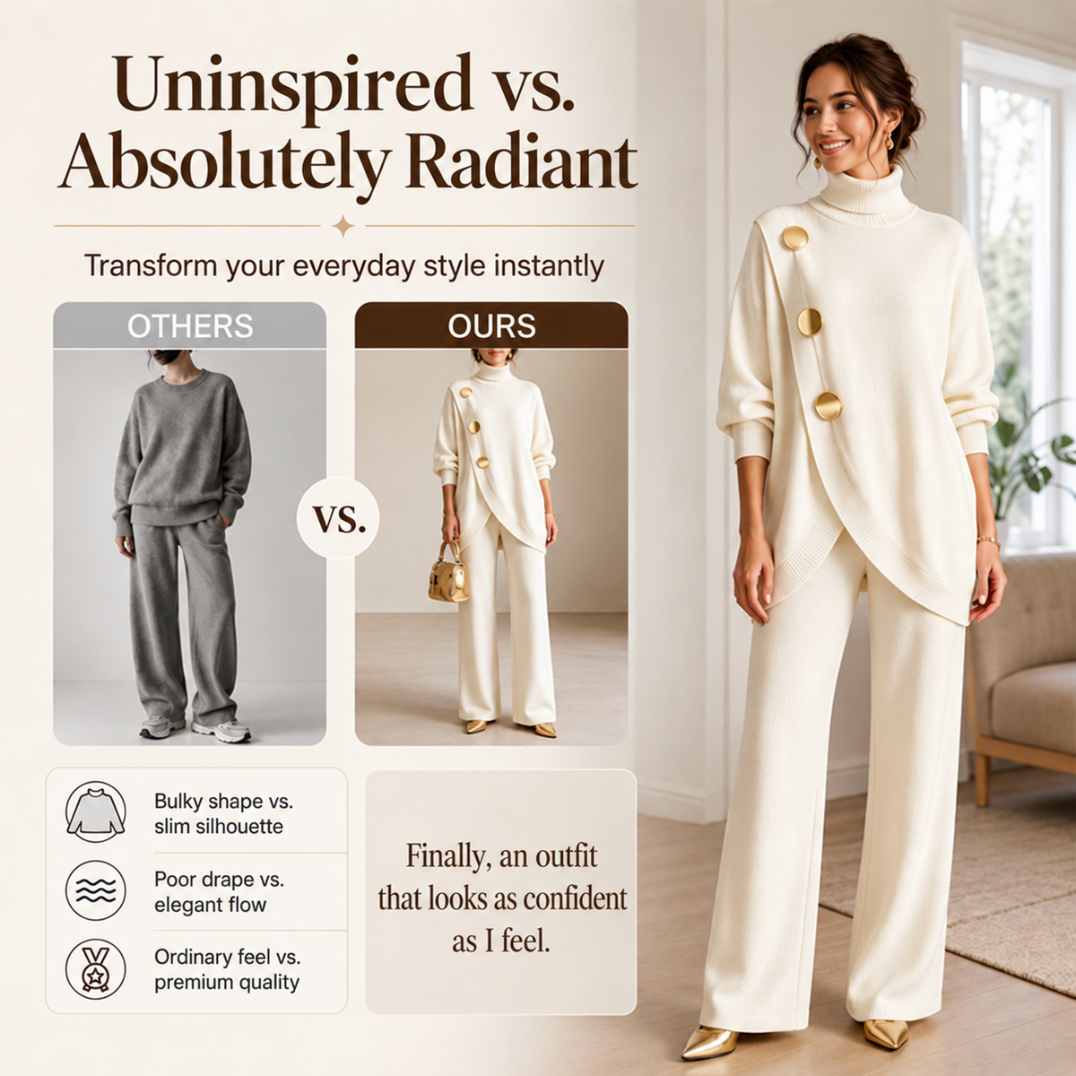 Turtleneck & Wide-Leg Trouser Set