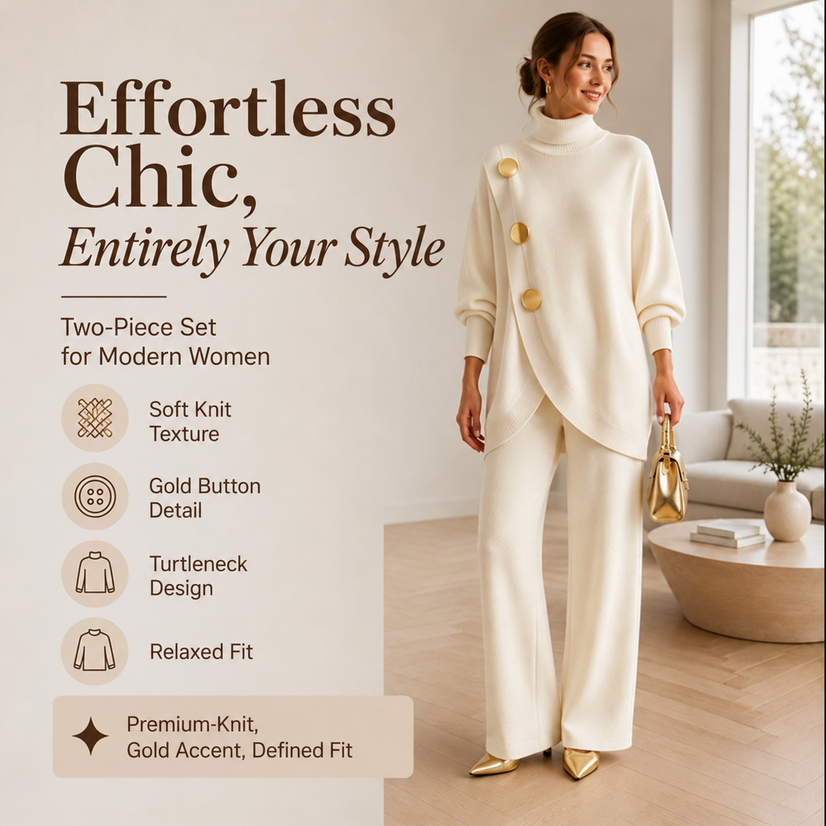 Turtleneck & Wide-Leg Trouser Set