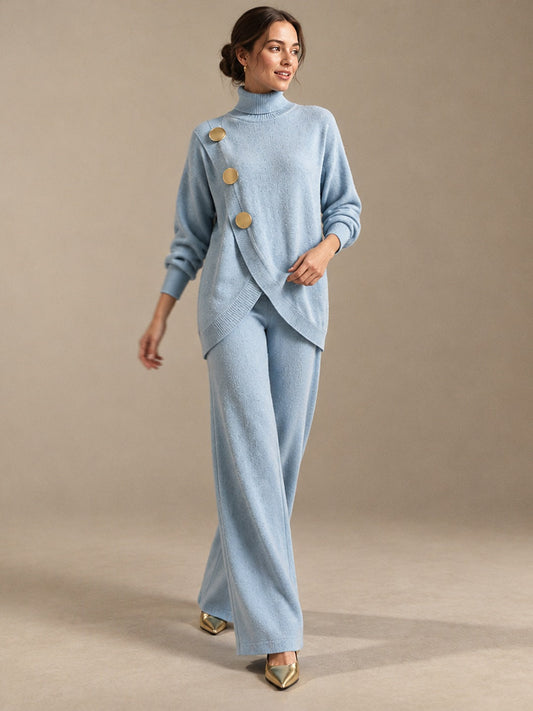 Turtleneck & Wide-Leg Trouser Set