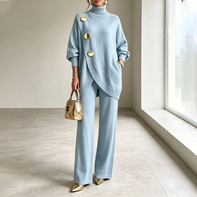 Turtleneck & Wide-Leg Trouser Set